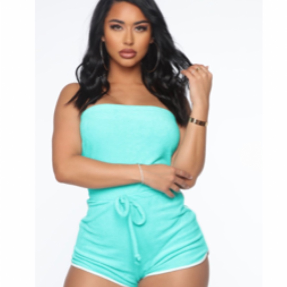 Brand new, never wornLight blue towel like jumper shorts, no straps